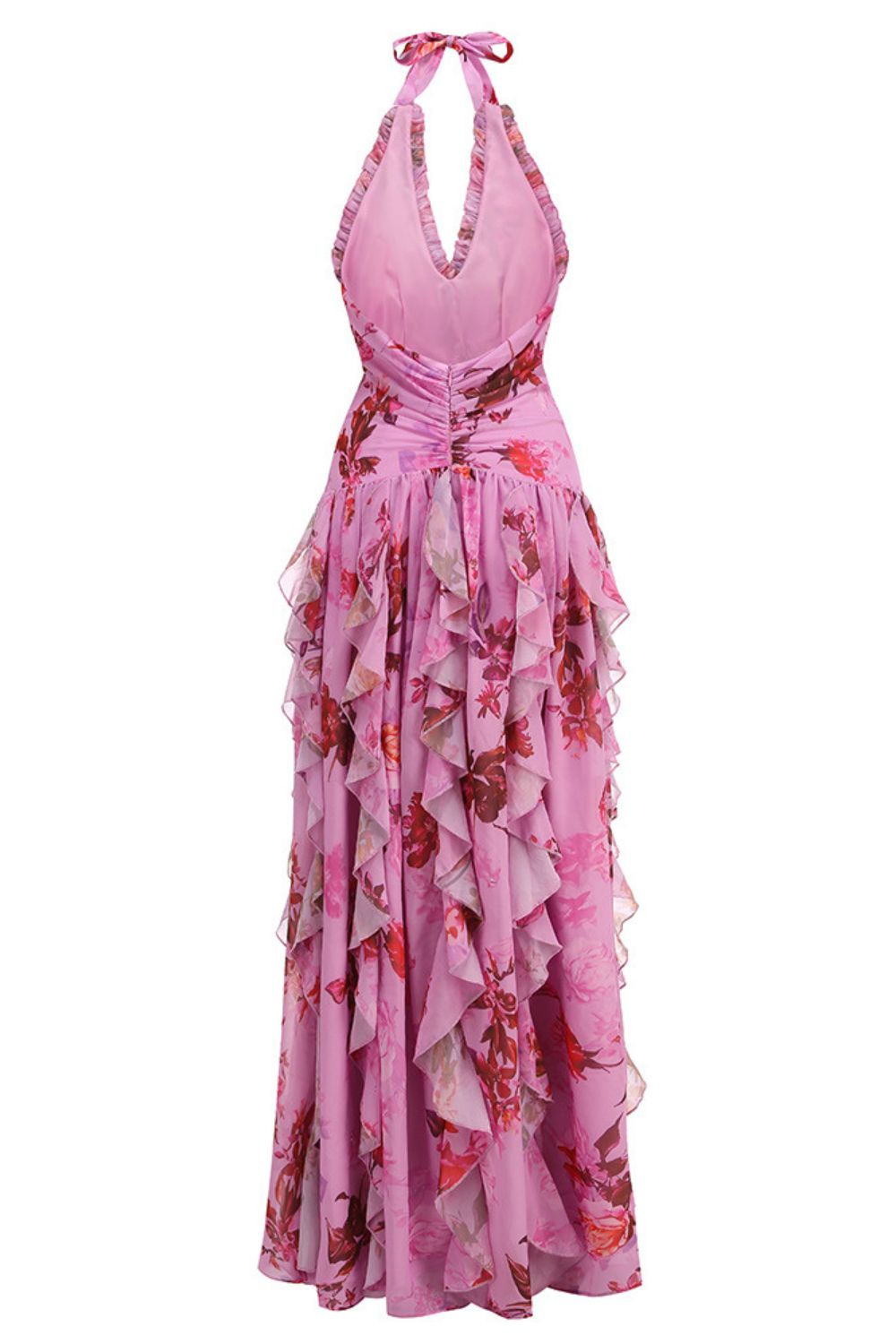 Paloma Long Dress - Deep Pink Floral Print