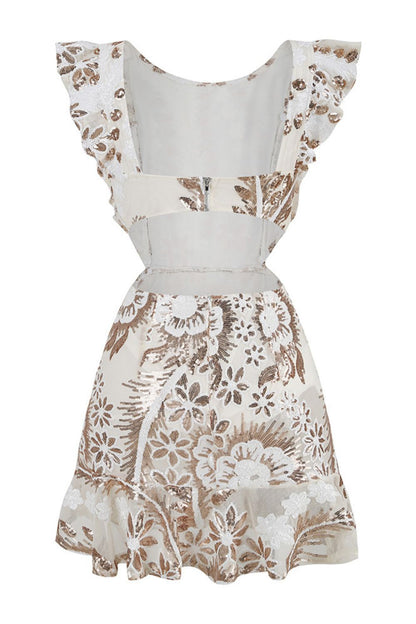 Carmella Short Dress - Pink Ivory &amp; Champagne Gold