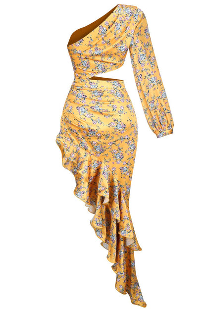 Fioretta Long Dress - Yellow Floral