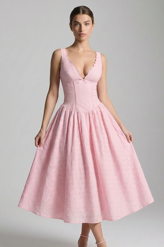 Althea Robe Mi-Longue - Rose Camélia