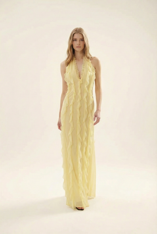 Solène Robe Longue - Citron