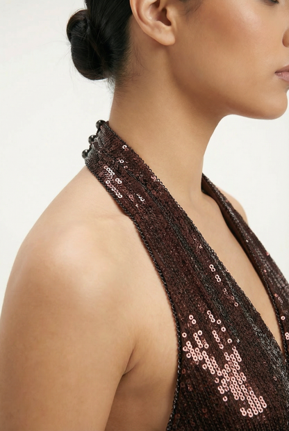 Alix Combinaison Sequin - Brun foncé