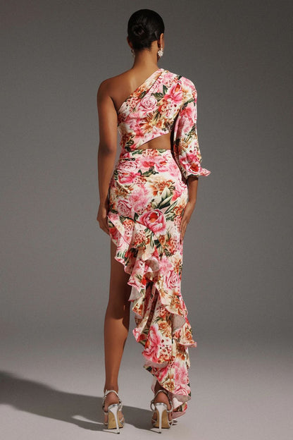 Fioretta Robe Longue - Rose Floral Intense