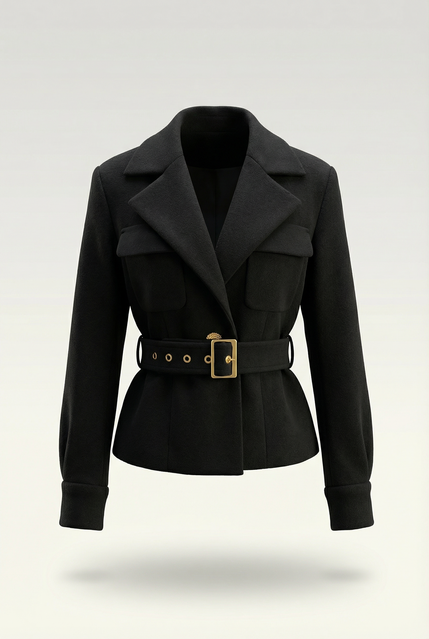 Claudia Blazer Ceinturé Court – Noir