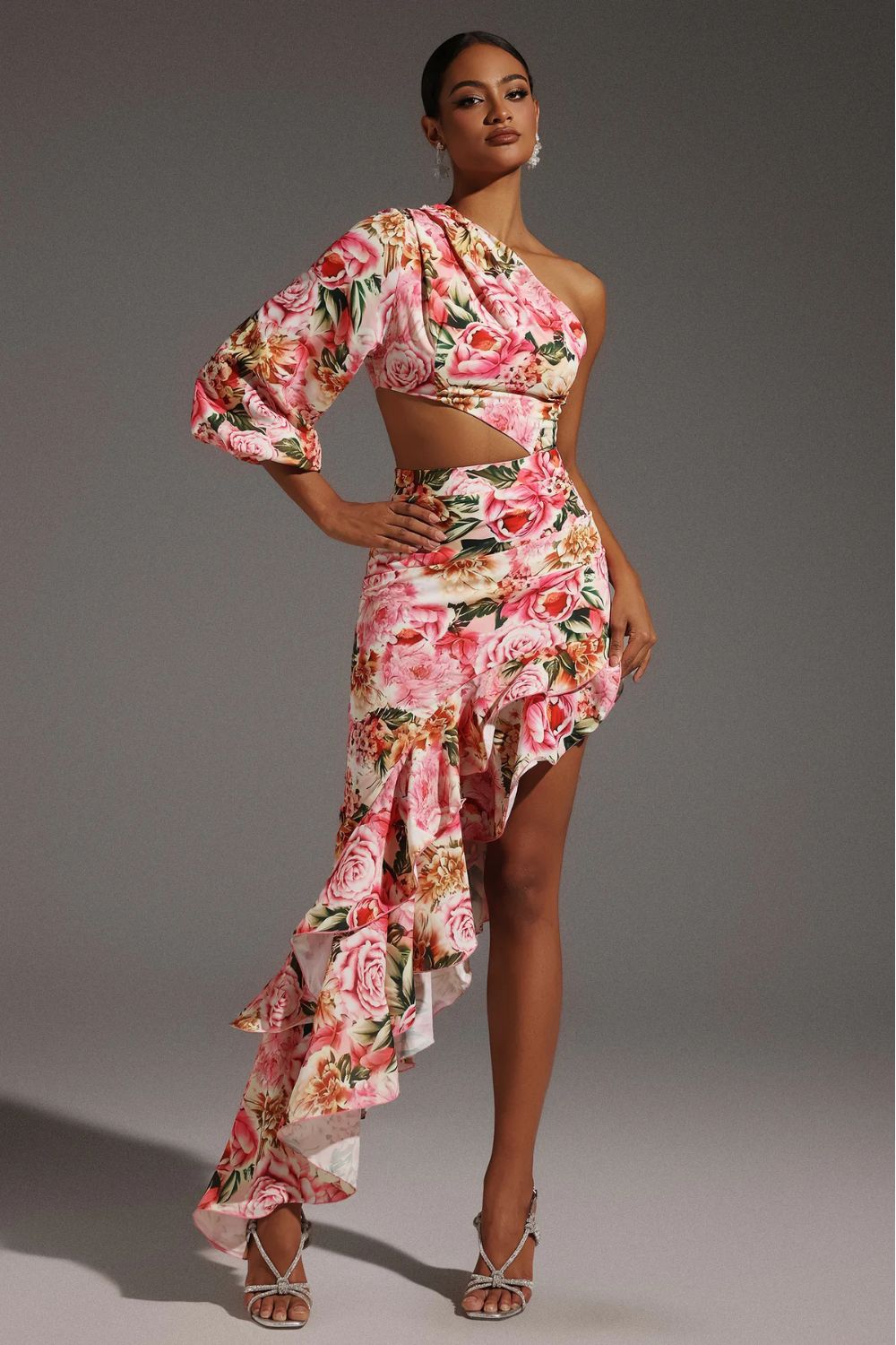 Fioretta Robe Longue - Rose Floral Intense