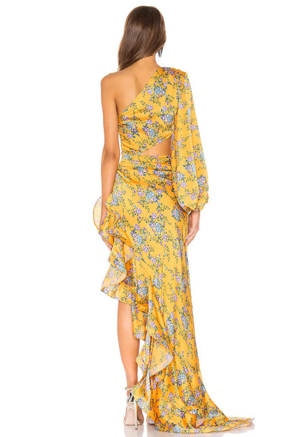 Fioretta Long Dress - Yellow Floral