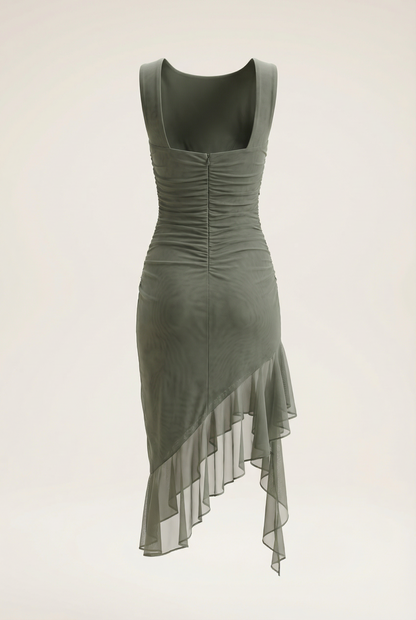 Lysiane Robe Mi-Longue - Vert Menthe