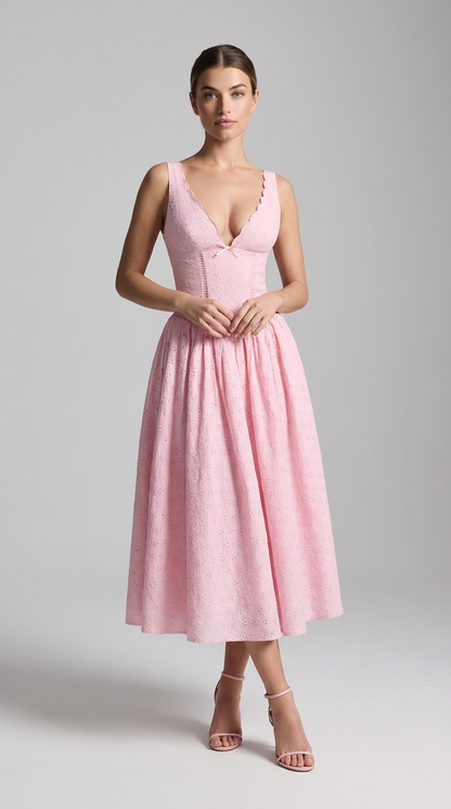 Althea Robe Mi-Longue - Rose Camélia