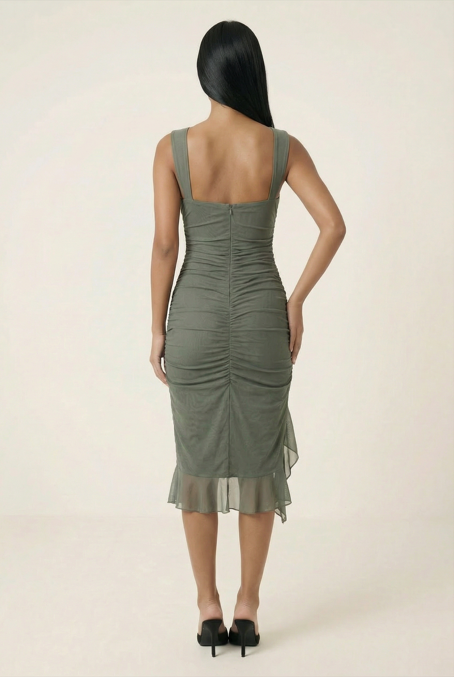 Lysiane Robe Mi-Longue - Vert Menthe