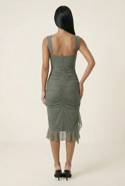 Lysiane Robe Mi-Longue - Vert Menthe