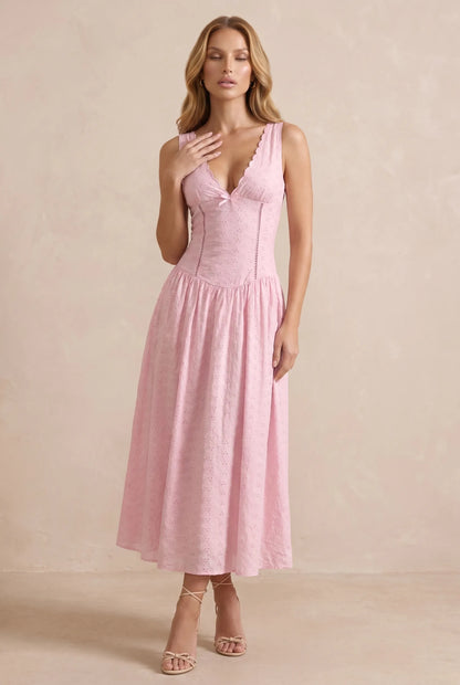 Althea Robe Mi-Longue - Rose Camélia