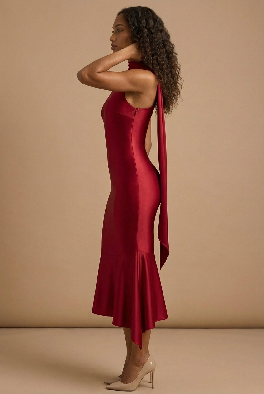 Sirena Robe Mi-Longue - Rouge Rubis