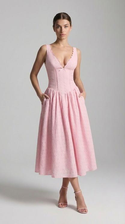 Althea Robe Mi-Longue - Rose Camélia