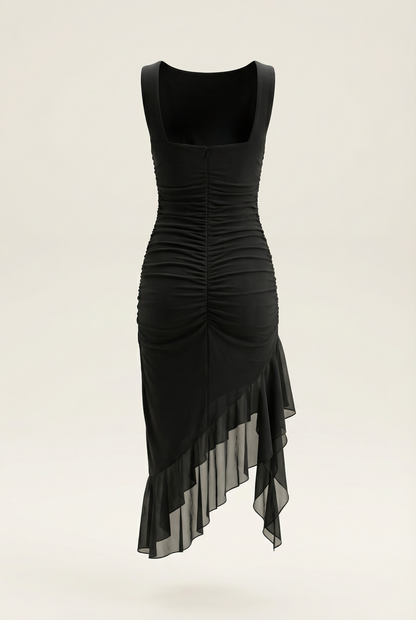 Lysiane Robe Mi-Longue - Noir Velours