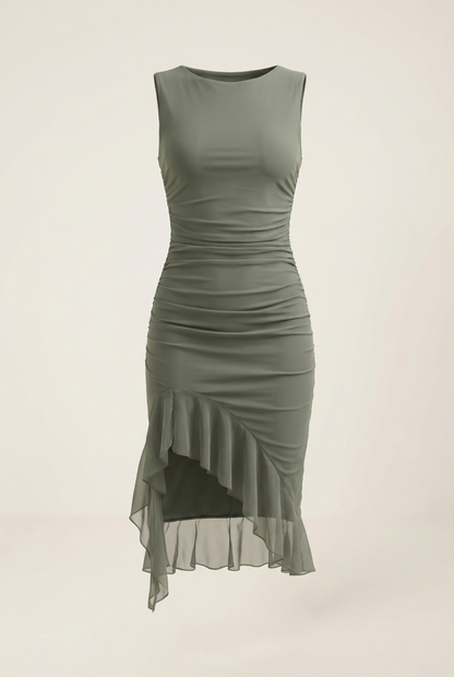 Lysiane Robe Mi-Longue - Vert Menthe