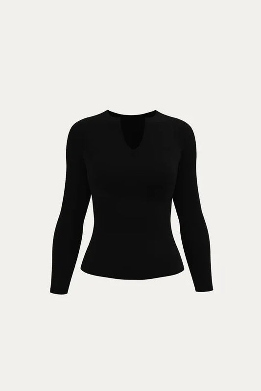 Zip-Up T-Shirt À Manches Longues - Noir