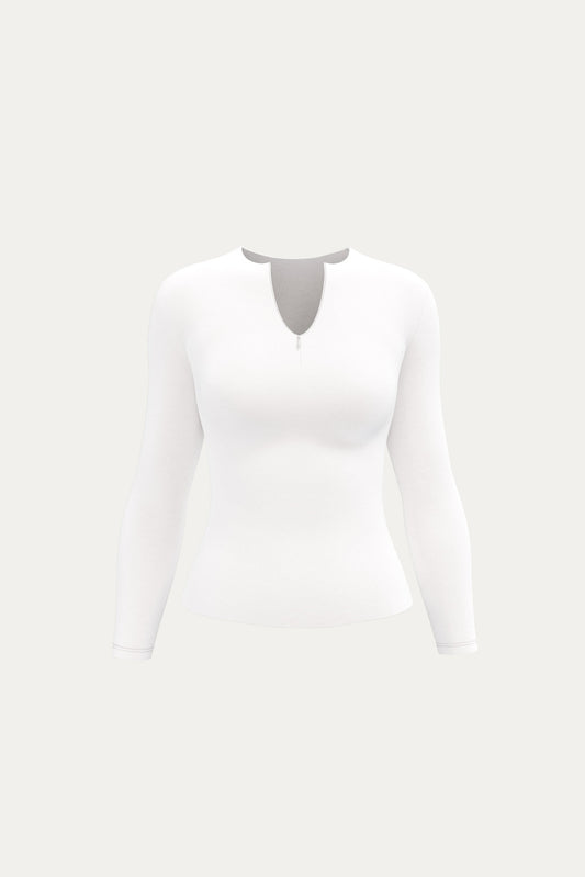 Zip-Up T-Shirt À Manches Longues - Blanc