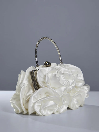 Mini bolso de alta costura floral – Blanco