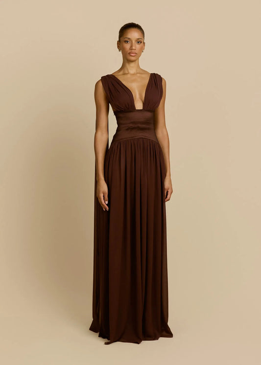 Anaïs Robe Longue — Brun Cacao