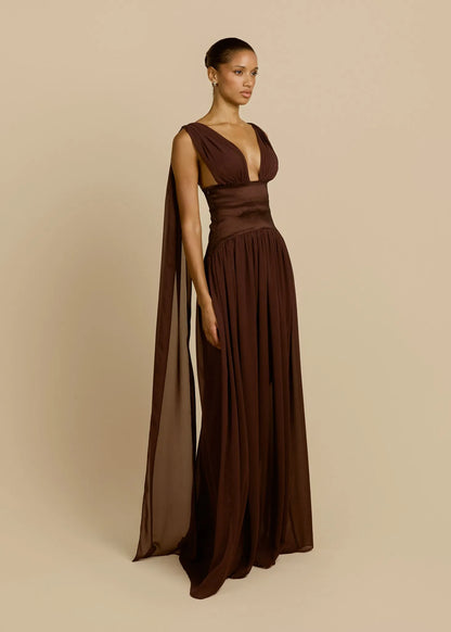 Anaïs Maxi Dress — Cocoa Brown