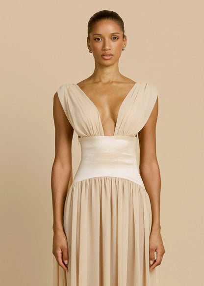 Anaïs Robe Longue — Ivoire Champagne