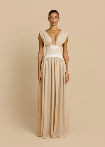 Anaïs Robe Longue — Ivoire Champagne