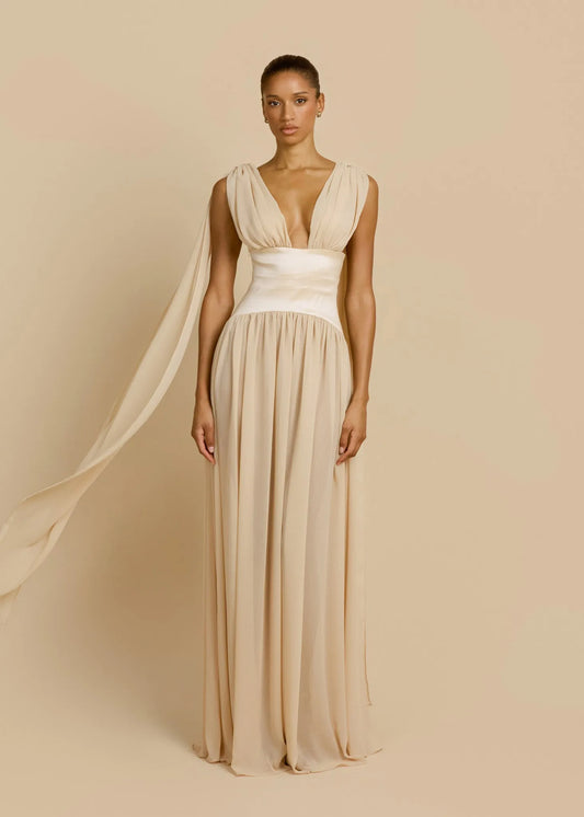 Anaïs Robe Longue — Ivoire Champagne