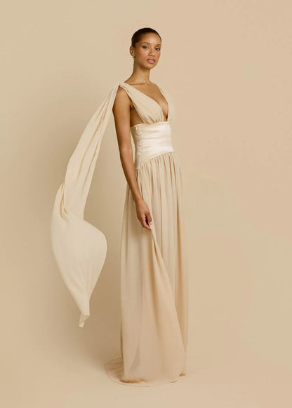 Anaïs Robe Longue — Ivoire Champagne