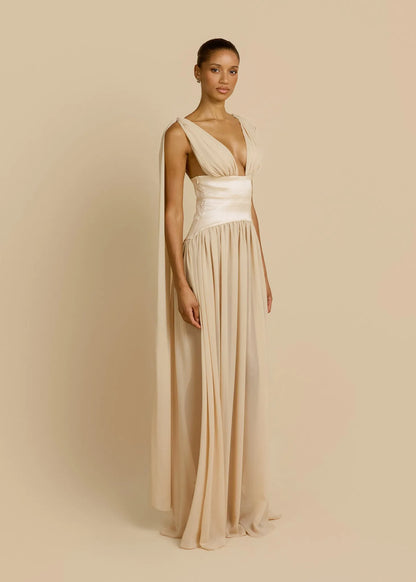 Anaïs Robe Longue — Ivoire Champagne