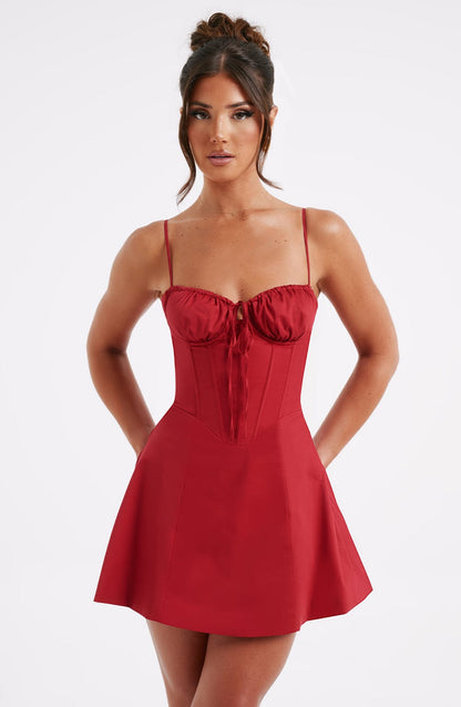 Robe courte en dentelle - Rouge