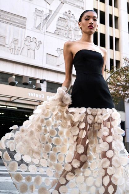 Séléna Robe Longue - Noir & Ivoire