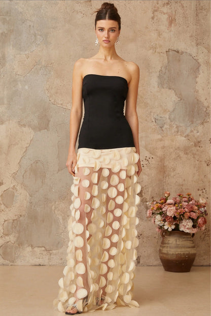 Séléna Robe Longue - Noir & Ivoire