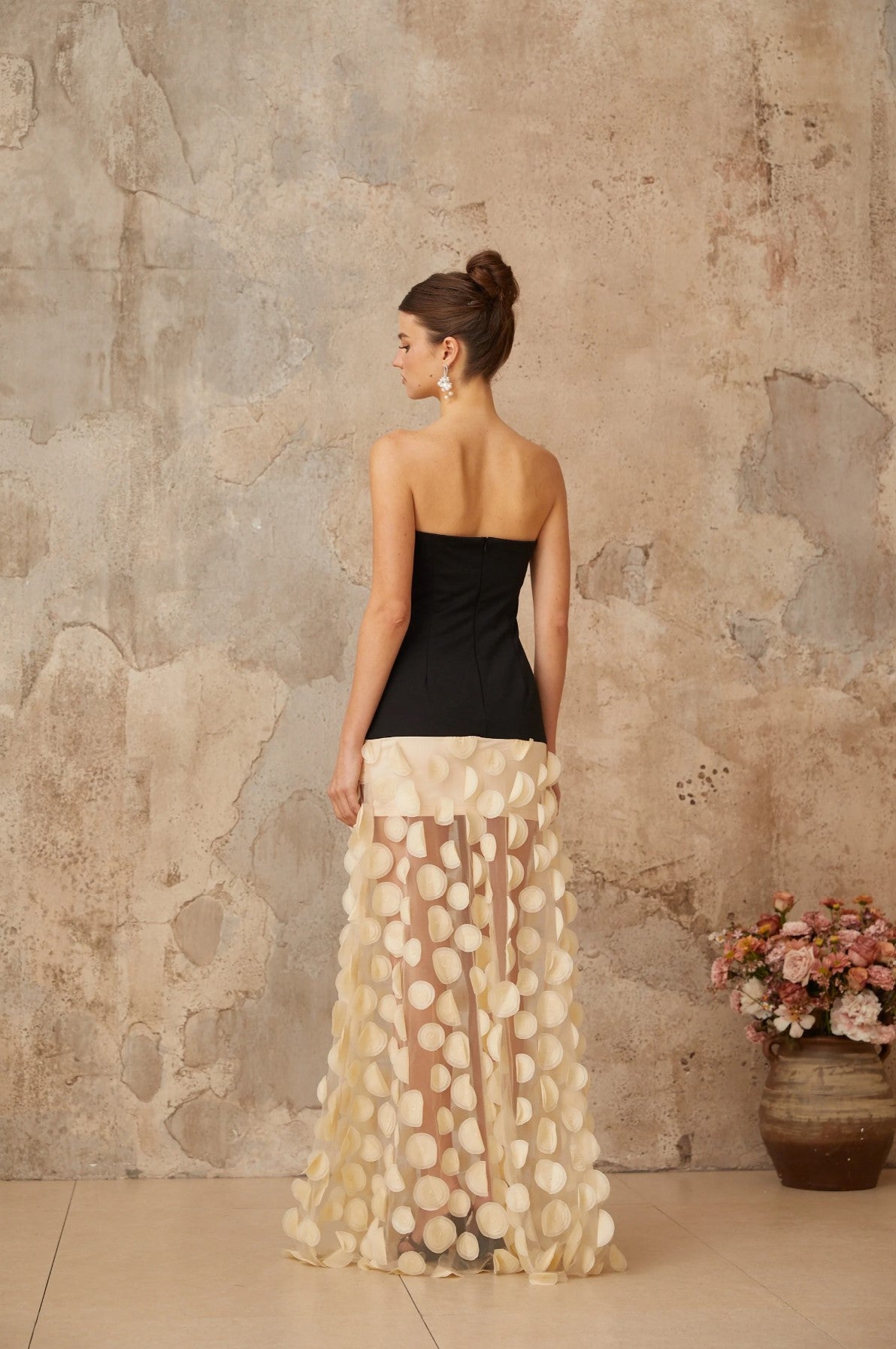 Séléna Robe Longue - Noir & Ivoire