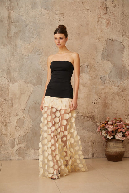 Séléna Robe Longue - Noir & Ivoire