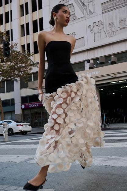 Séléna Robe Longue - Noir & Ivoire