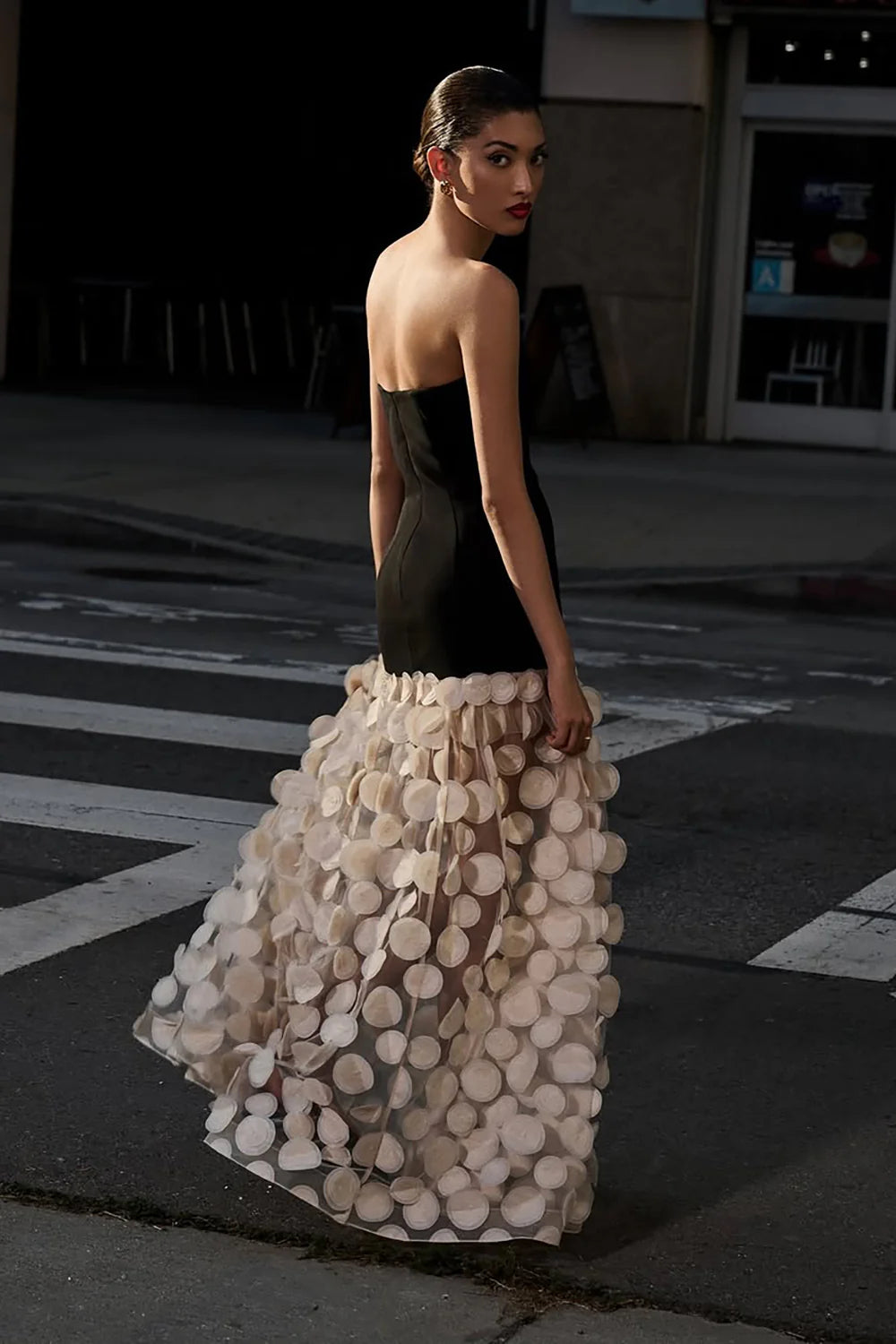 Séléna Robe Longue - Noir & Ivoire