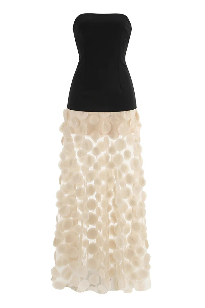 Séléna Robe Longue - Noir & Ivoire