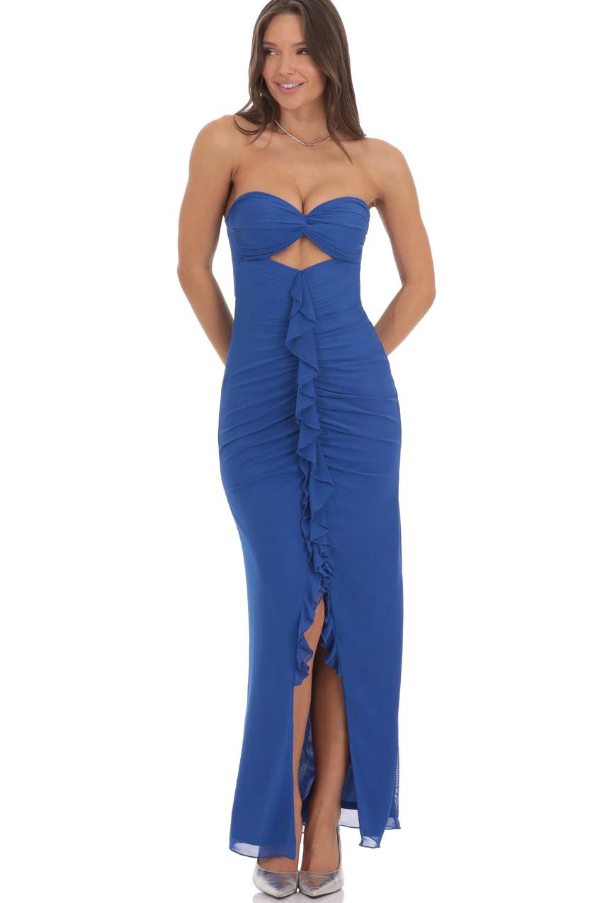 Maïssa Robe Longue - Bleu Majorelle