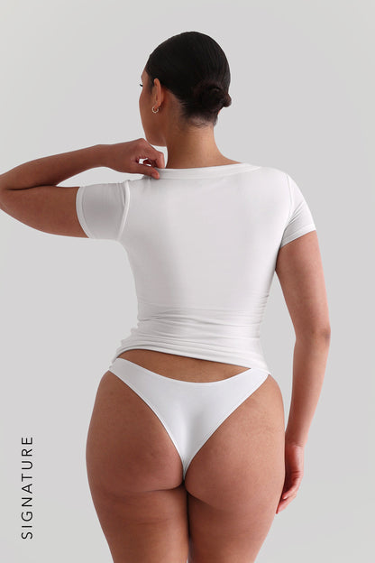 V-Shape Short Sleeve T-Shirt - White