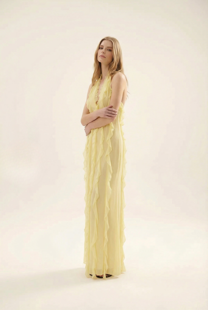 Solène Robe Longue - Citron
