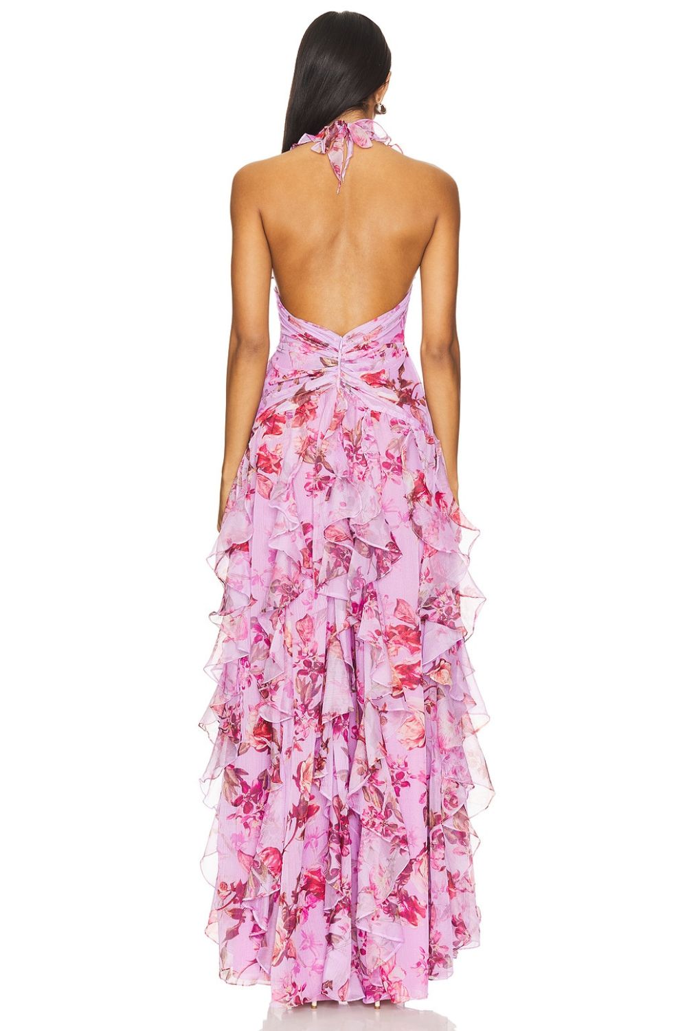 Paloma Long Dress - Deep Pink Floral Print