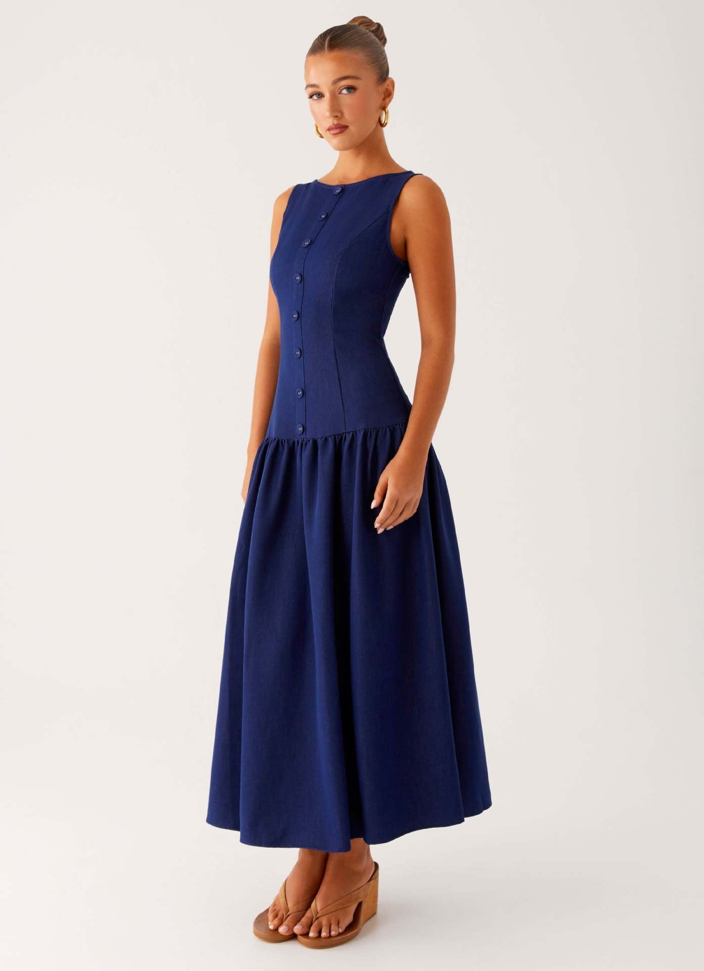 Maelys Robe Mi-Longue — Bleu Nuit