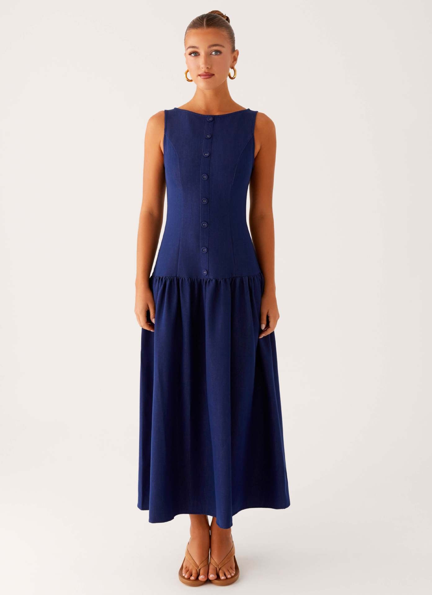 Maelys Robe Mi-Longue — Bleu Nuit
