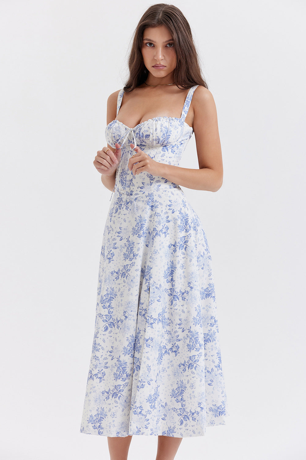 Florence – Robe mi-longue bustier fleurie