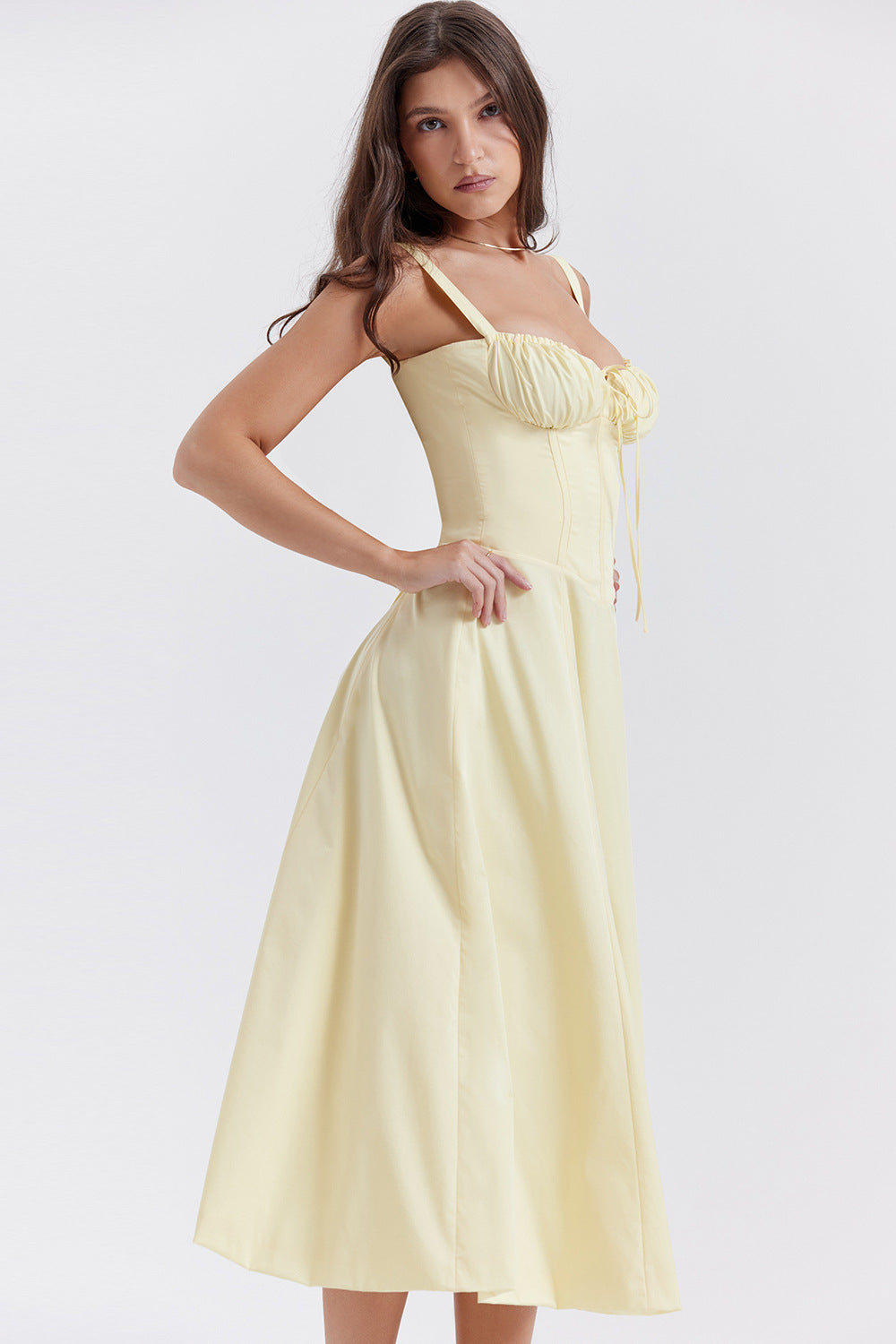 Florence – Robe mi-longue bustier fleurie