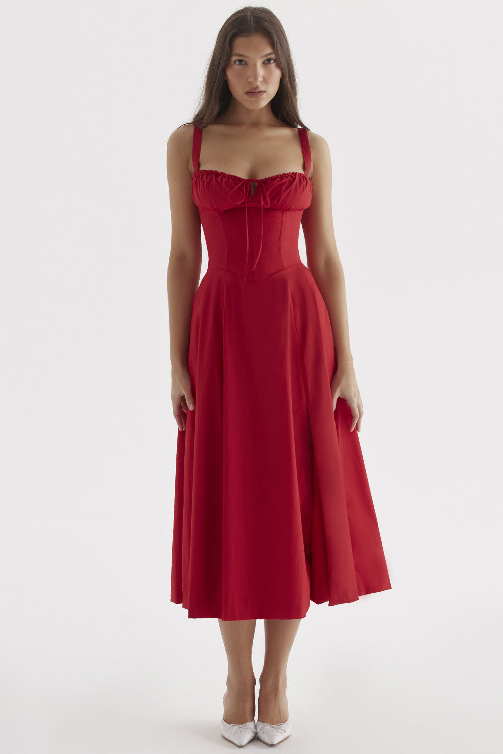 Florence – Robe mi-longue bustier fleurie