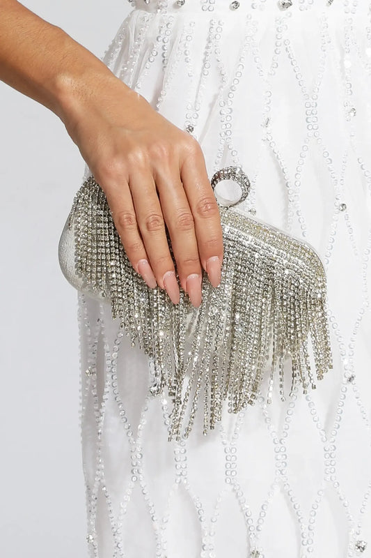Mandy Fringed Clutch – Silver