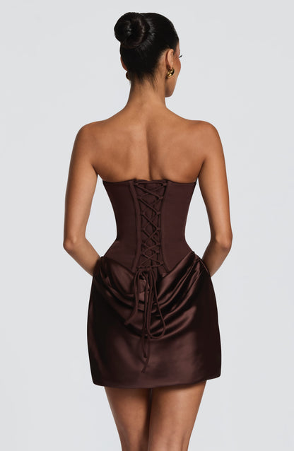 Maggie - Short Dress - Plum Brown
