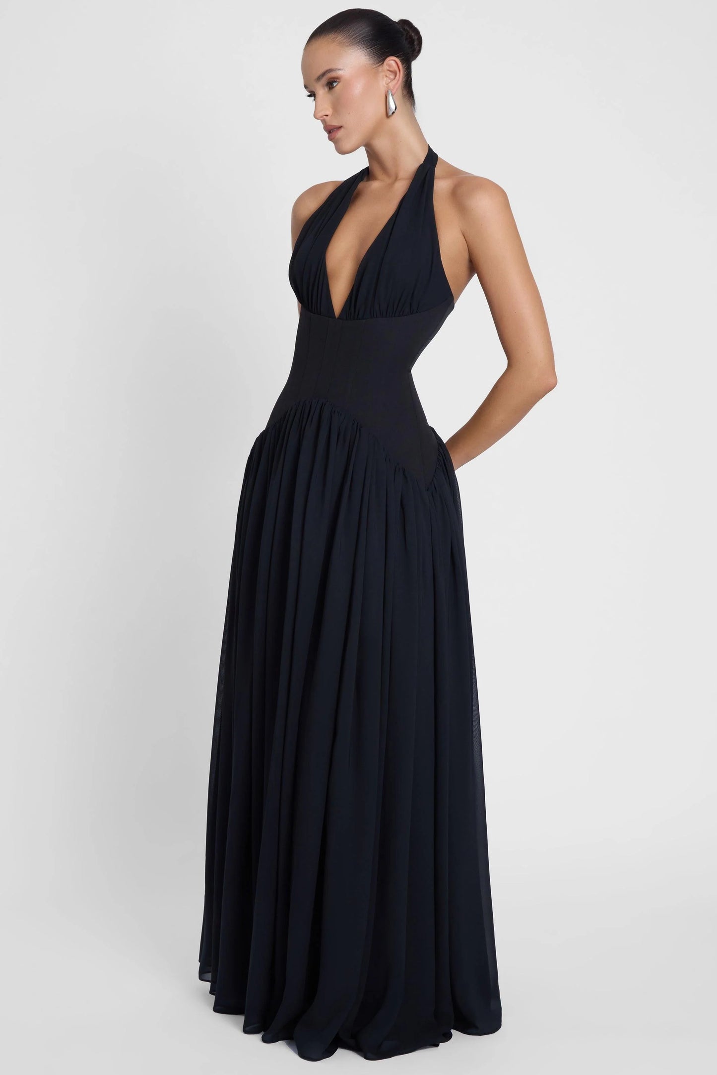 Salomé Long Dress — Ink Black