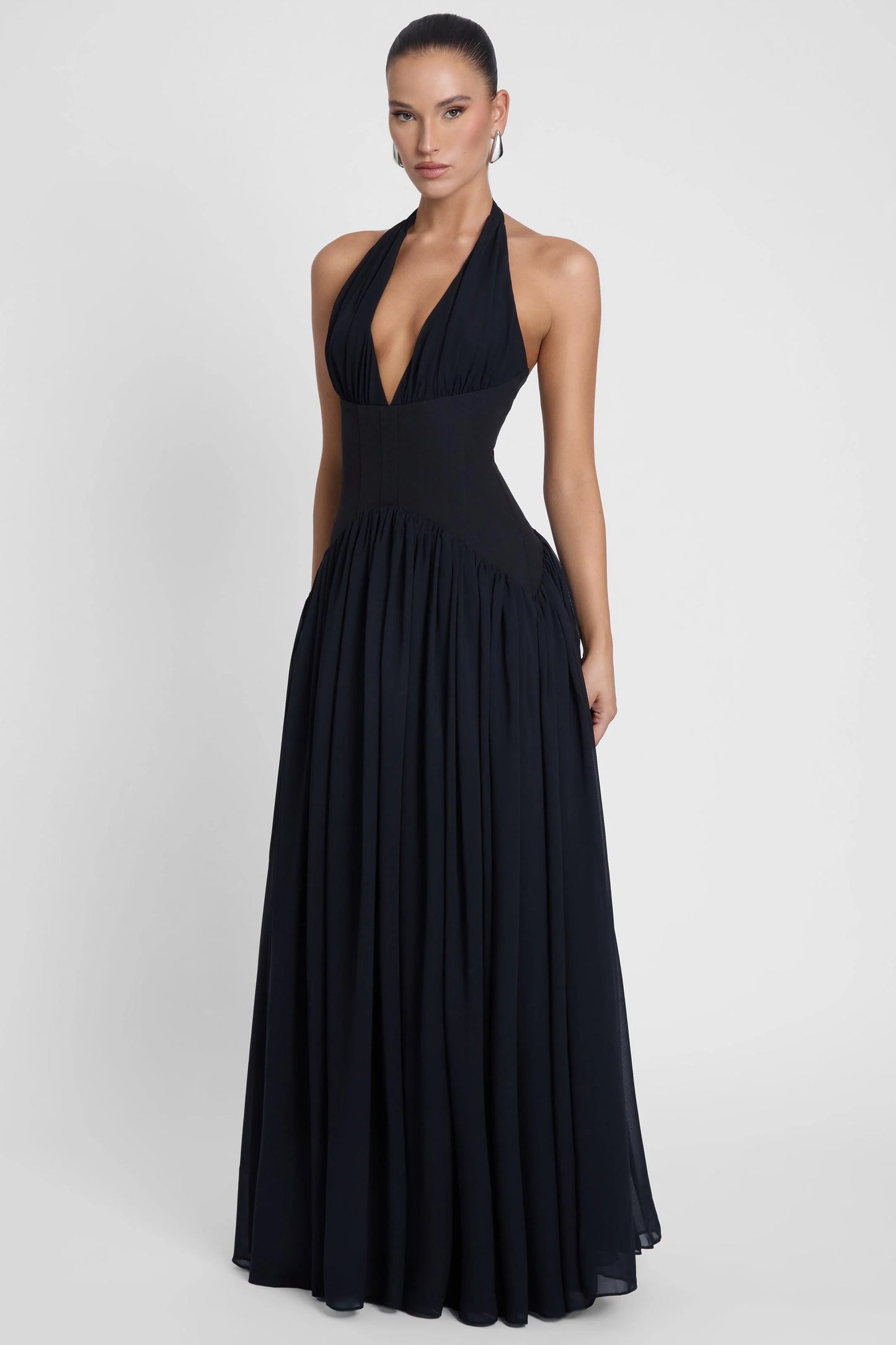 Salomé Long Dress — Ink Black